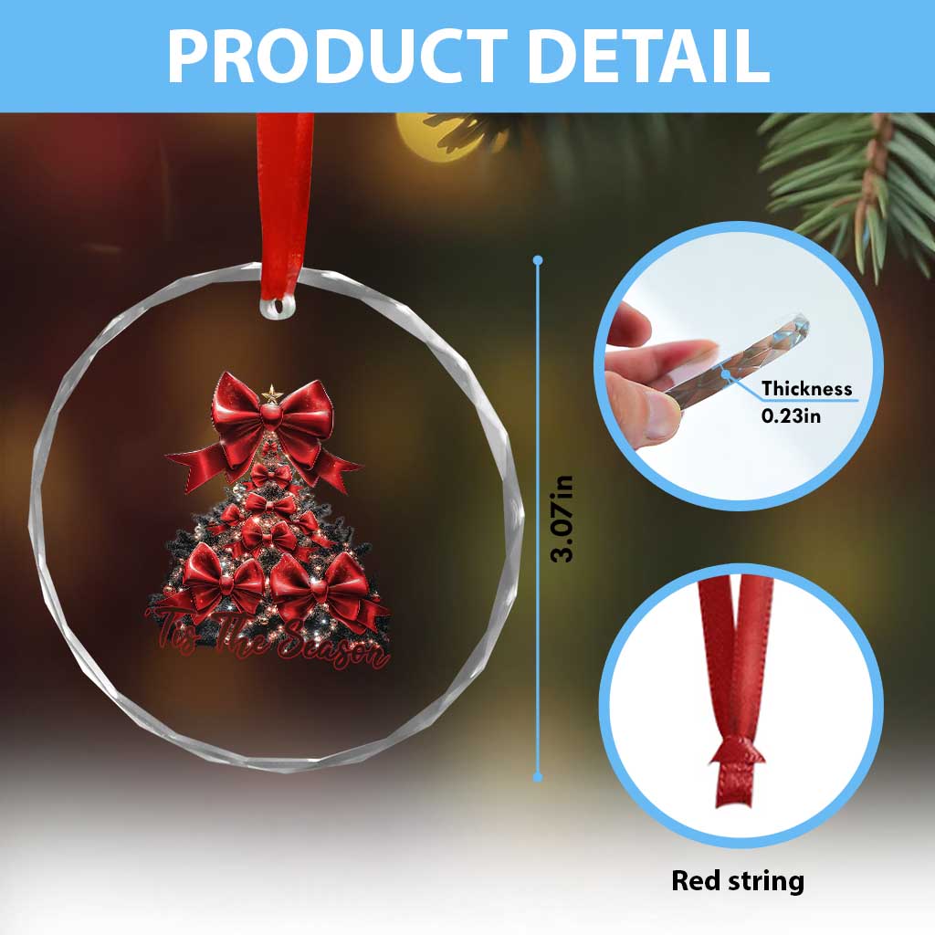 Xmas Tree Coquette Tis The Season Crystal Glass Ornament TS09 Print Your Wear