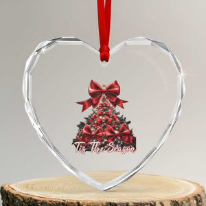Xmas Tree Coquette Tis The Season Heart Crystal Glass Ornament TS09 Transparent Glass 3'' Heart Print Your Wear