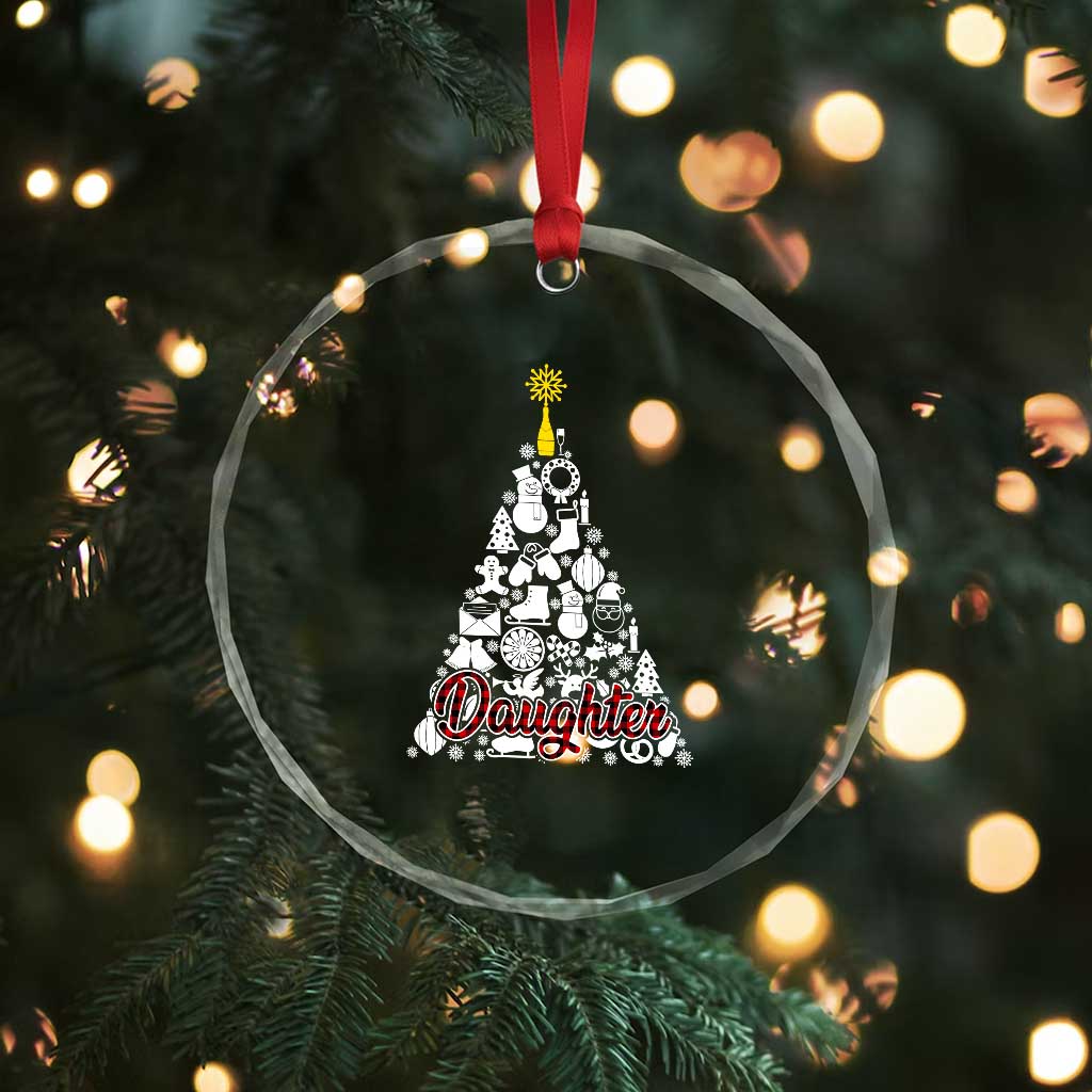 Xmas Tree Crystal Glass Ornament Red Plaid Daughter TS02 Print Your Wear