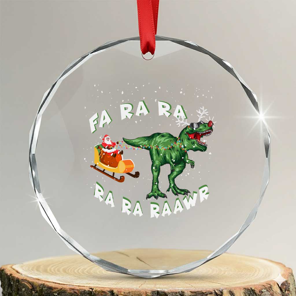 Xmas Tree Rex Fa Ra Rawr Dinosaur Crystal Glass Ornament TS09 Transparent Glass 3'' Circle Print Your Wear