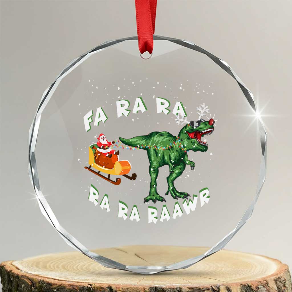 Xmas Tree Rex Fa Ra Rawr Dinosaur Crystal Glass Ornament TS09 Transparent Glass 3'' Circle Print Your Wear