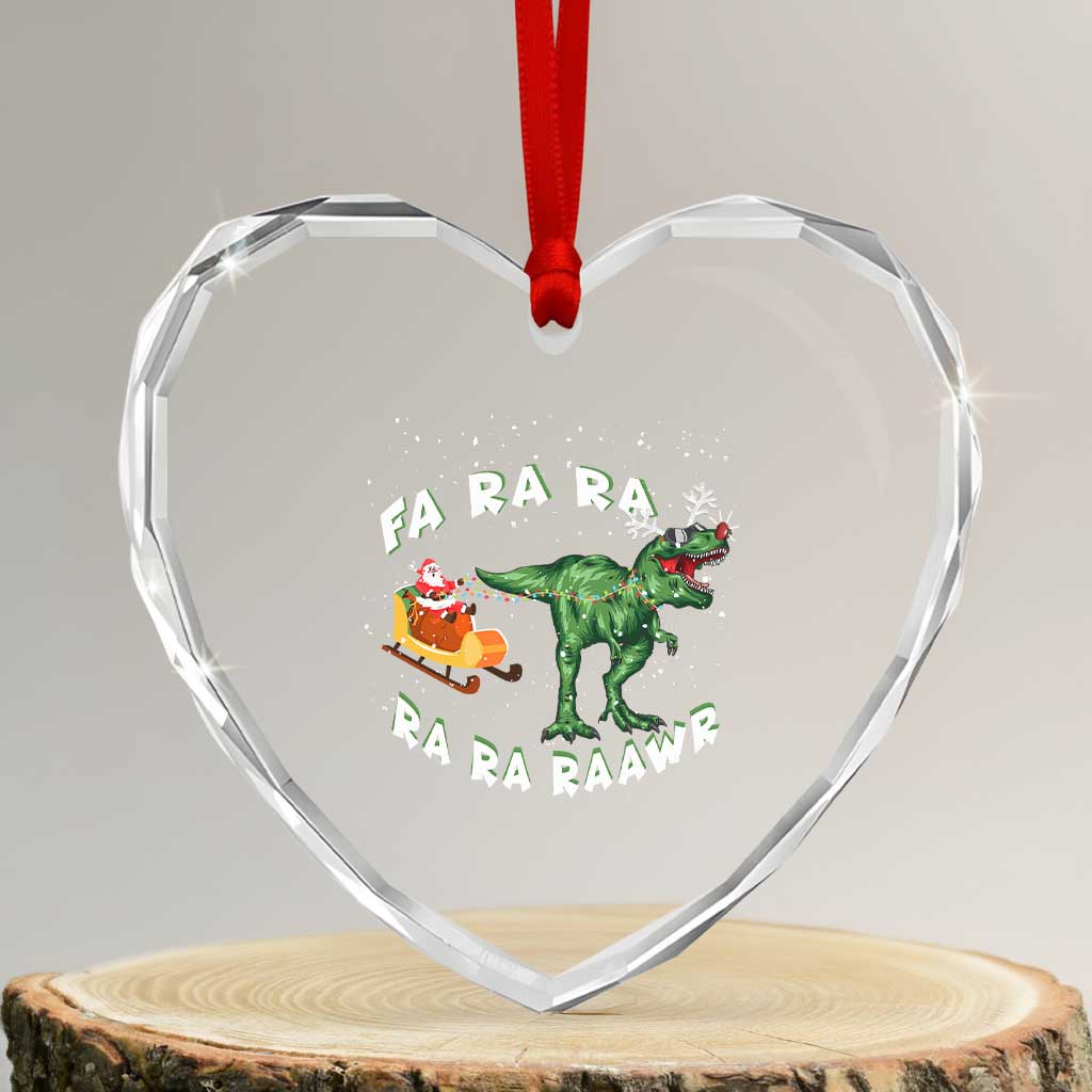 Xmas Tree Rex Fa Ra Rawr Dinosaur Heart Crystal Glass Ornament TS09 Transparent Glass 3'' Heart Print Your Wear