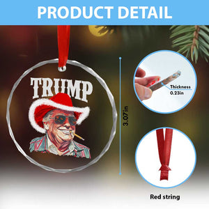 Xmas Trump Cowboy Crystal Glass Ornament Santa Donald TS02 Print Your Wear