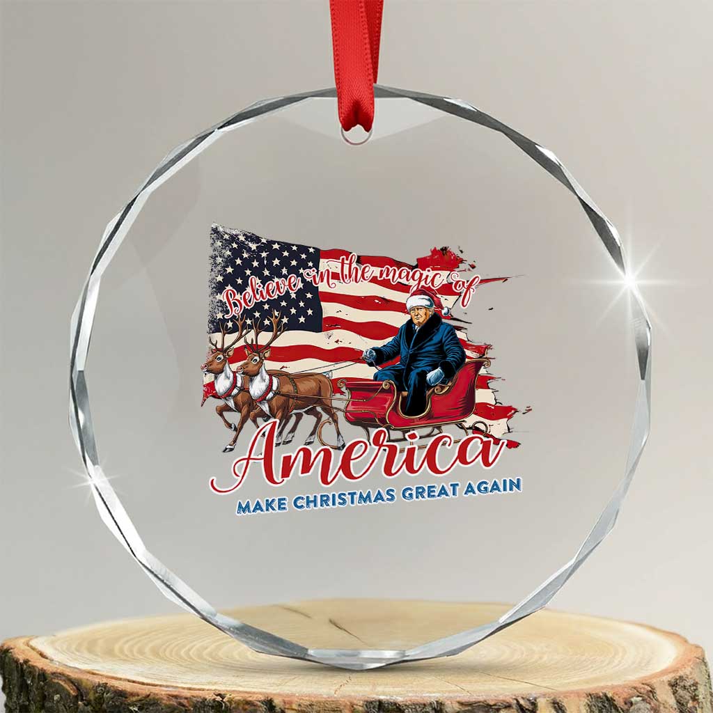 Xmas Trump Crystal Glass Ornament Believe In The Magic Of America Make Christmas Great Again TS09 Transparent Glass 3'' Circle Print Your Wear