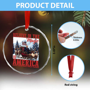 Xmas Trump Crystal Glass Ornament Believe In The Magic Of America Make Christmas Great Again US Flag TS02 Print Your Wear