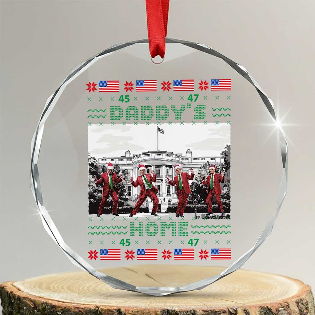 Xmas Trump Crystal Glass Ornament Daddy's Home TS02 Transparent Glass 3'' Circle Print Your Wear