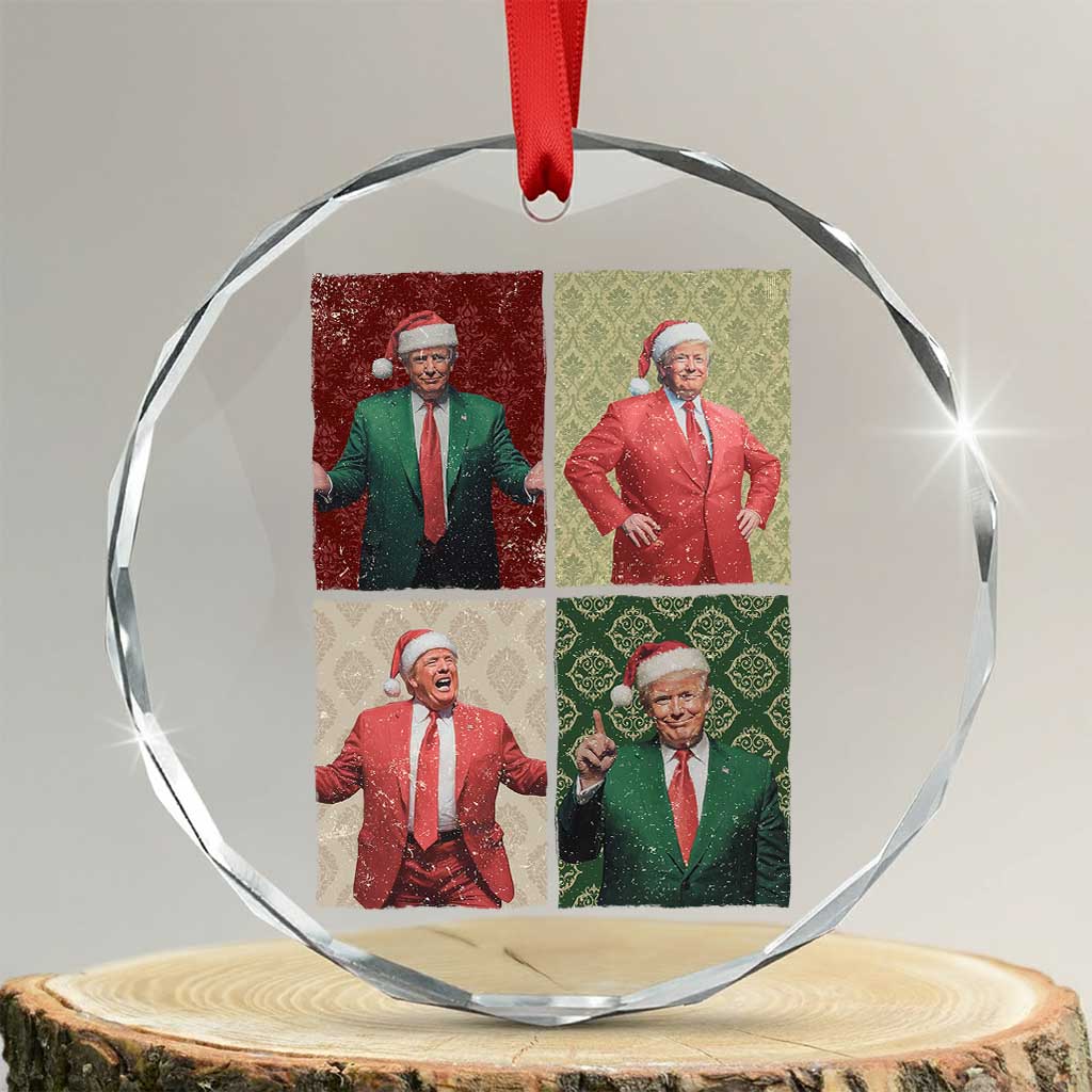 Xmas Trump Crystal Glass Ornament Daddy's Home For Xmas Retro Vintage TS02 Transparent Glass 3'' Circle Print Your Wear