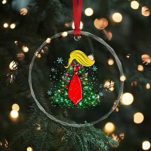 Xmas Trump Crystal Glass Ornament Funny X-mas Tree Blonde Hair Red Cravat TS02 Print Your Wear