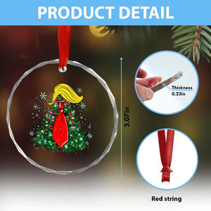Xmas Trump Crystal Glass Ornament Funny X-mas Tree Blonde Hair Red Cravat TS02 Print Your Wear