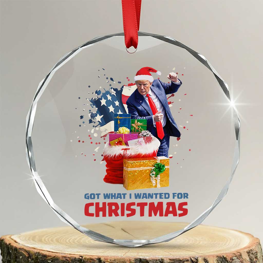 Xmas Trump Crystal Glass Ornament Got What I Wanted For Christmas 47th President American Flag TS02 Transparent Glass 3'' Circle Print Your Wear