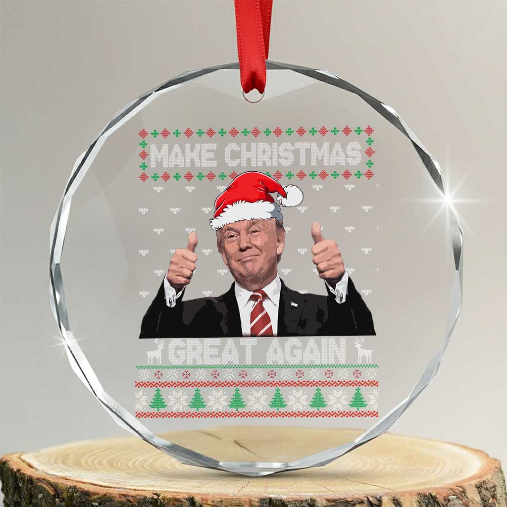 Xmas Trump Crystal Glass Ornament Make Xmas Great Again Santa Donald Ugly Sweater TS02 Transparent Glass 3'' Circle Print Your Wear