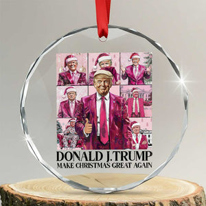 Xmas Trump Crystal Glass Ornament Pink Trump Era Make Christmas Great Again TS09 Transparent Glass 3'' Circle Print Your Wear