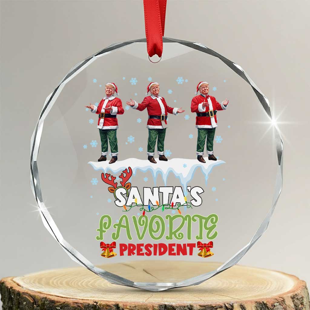 Xmas Trump Crystal Glass Ornament Santa's Favorite President Funny Dancing TS02 Transparent Glass 3'' Circle Print Your Wear