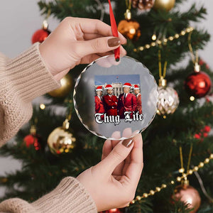 Xmas Trump Crystal Glass Ornament Thug Life Trump Vance RFK Elon TS02 Print Your Wear
