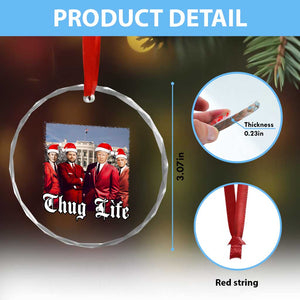 Xmas Trump Crystal Glass Ornament Thug Life Trump Vance RFK Elon TS02 Print Your Wear
