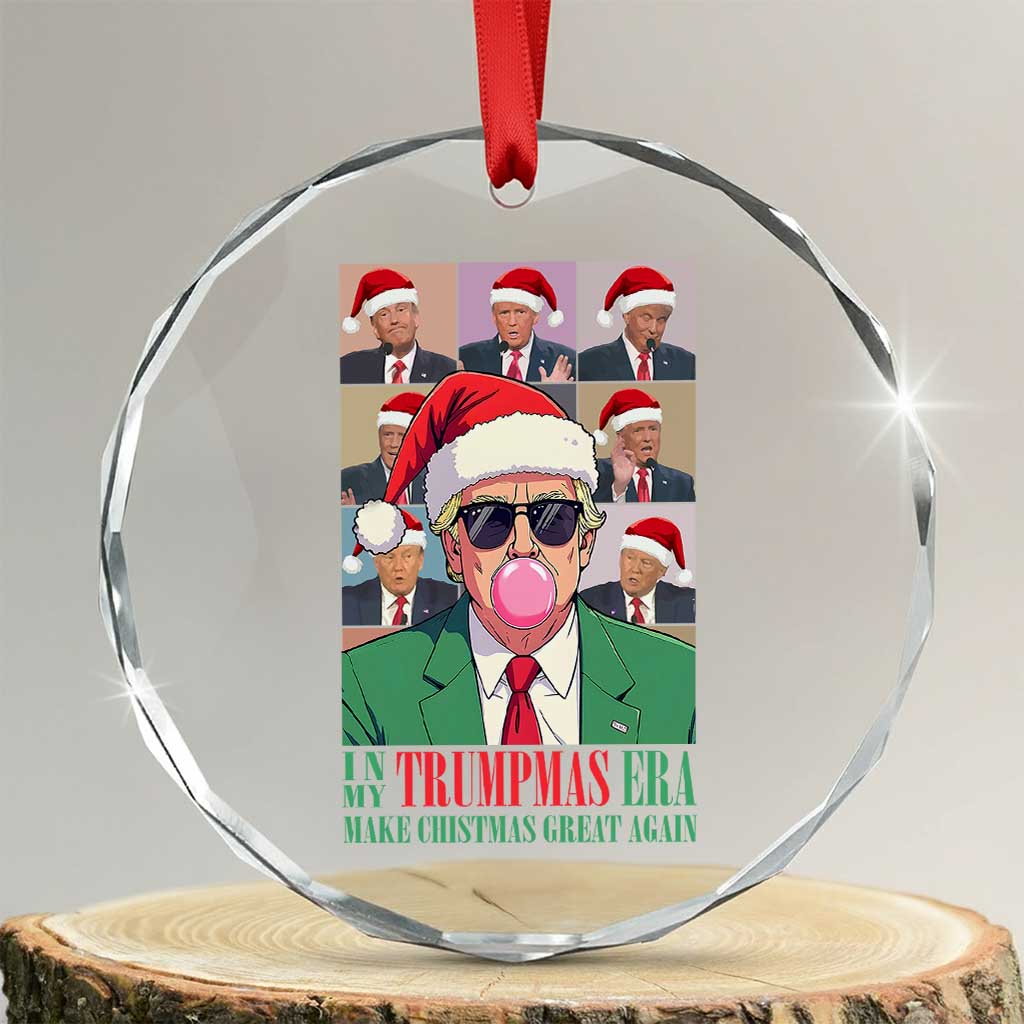 Xmas Trump Crystal Glass Ornament Trump Era Make Christmas Great Again TS09 Transparent Glass 3'' Circle Print Your Wear