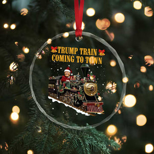 Xmas Trump Crystal Glass Ornament Trump Train Is Coming To Town TS02 Print Your Wear
