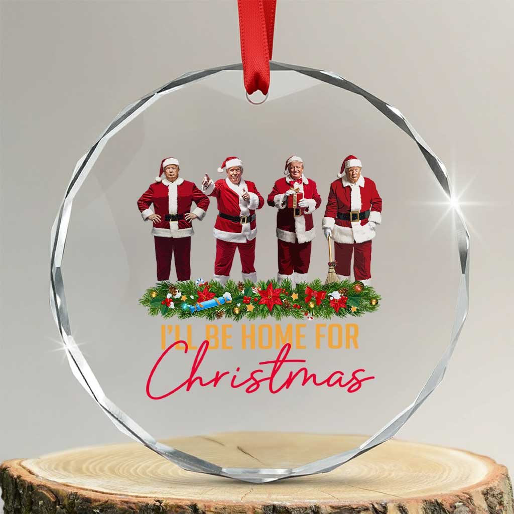 Xmas Trump Dance Crystal Glass Ornament Cosplay Santa President Dancing TS02 Transparent Glass 3'' Circle Print Your Wear