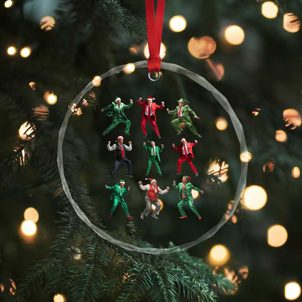Xmas Trump Dance Crystal Glass Ornament Viral President Dancing Retro Vintage TS02 Print Your Wear