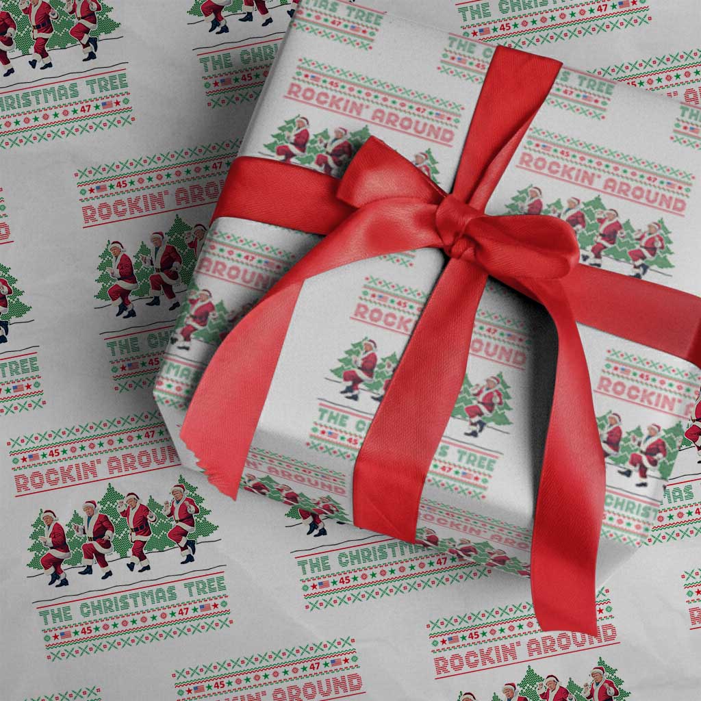 Xmas Trump Dance Wrapping Paper Roll Rocking Around The Christmas Tree US President Dancing TS02 White Print Your Wear