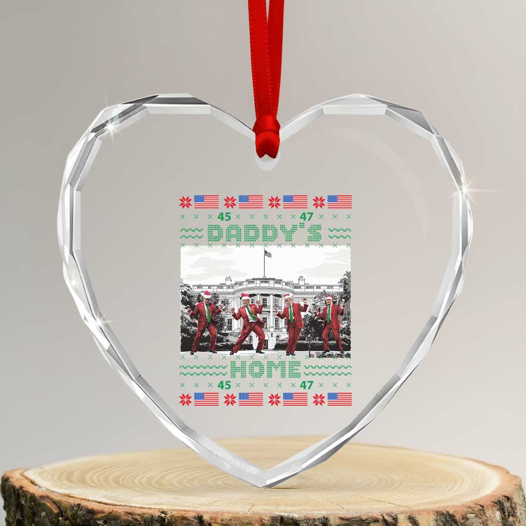 Xmas Trump Heart Crystal Glass Ornament Daddy's Home TS02 Transparent Glass 3'' Heart Print Your Wear