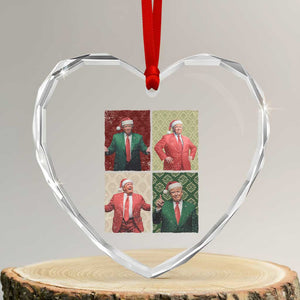 Xmas Trump Heart Crystal Glass Ornament Daddy's Home For Xmas Retro Vintage TS02 Transparent Glass 3'' Heart Print Your Wear