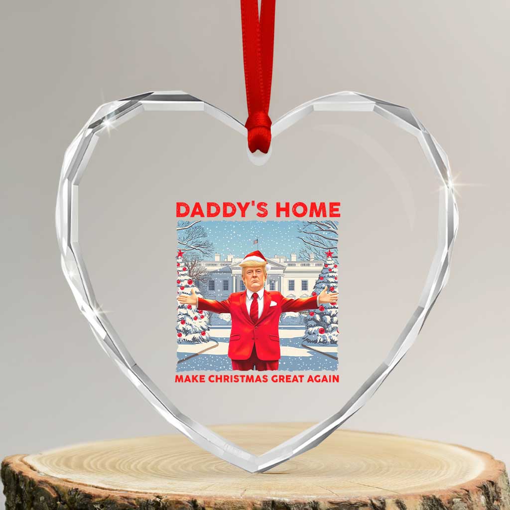 Xmas Trump Heart Crystal Glass Ornament Daddy's Home Make Christmas Great Again TS09 Transparent Glass 3'' Heart Print Your Wear