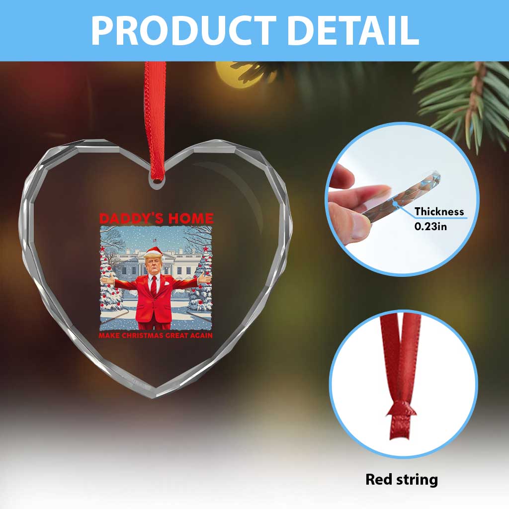 Xmas Trump Heart Crystal Glass Ornament Daddy's Home Make Christmas Great Again TS09 Print Your Wear