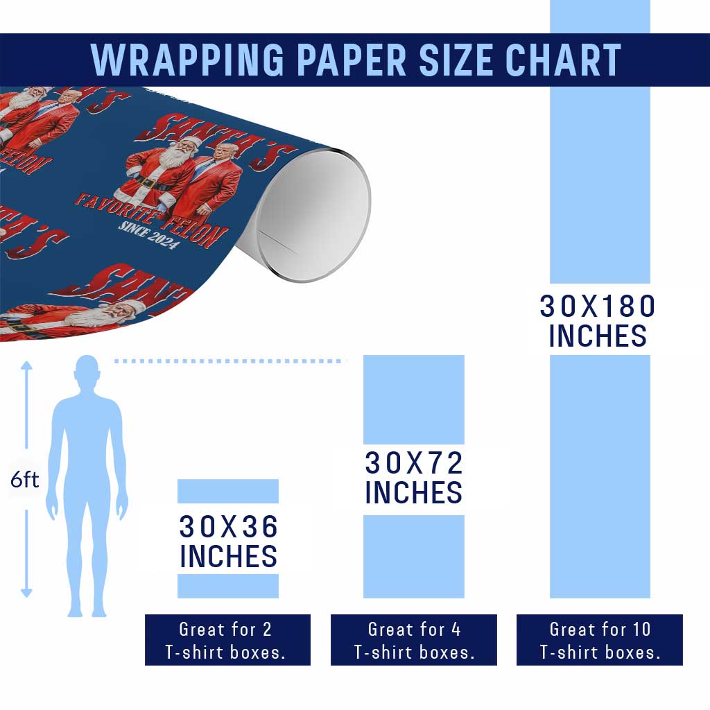Xmas Trump With Santa Wrapping Paper Roll Santa's Favorite Felon Since 2024 TS02 Print Your Wear
