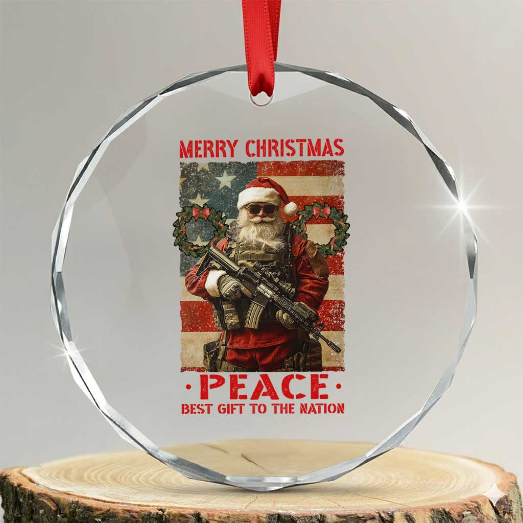 Xmas Veteran Crystal Glass Ornament Peace Best Gift To The Nation Santa Army TS09 Transparent Glass 3'' Circle Print Your Wear