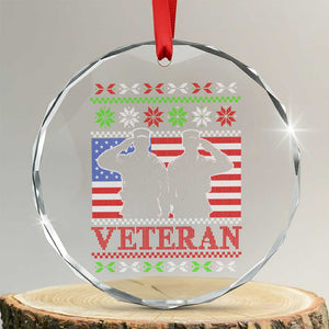 Xmas Veteran Crystal Glass Ornament Soldier America Flag Patriotic TS09 Transparent Glass 3'' Circle Print Your Wear