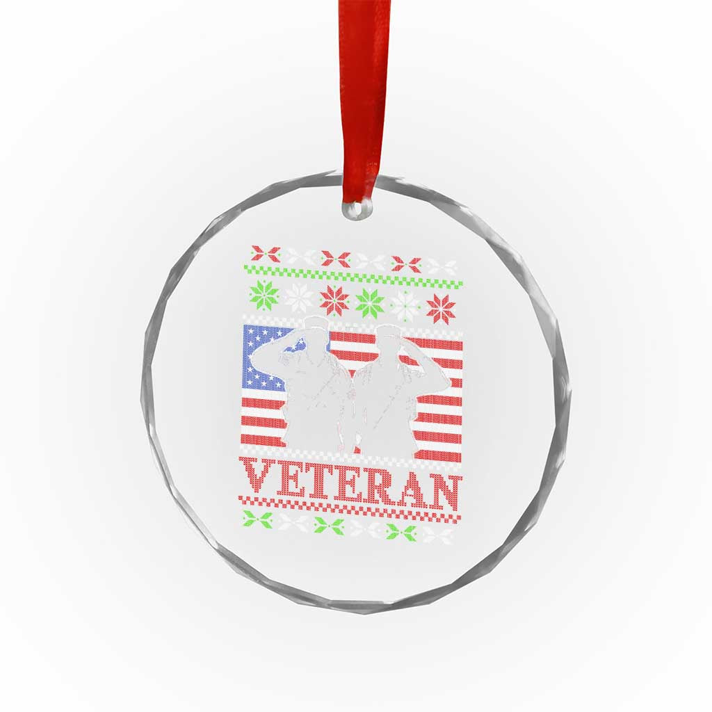 Xmas Veteran Crystal Glass Ornament Soldier America Flag Patriotic TS09 Print Your Wear