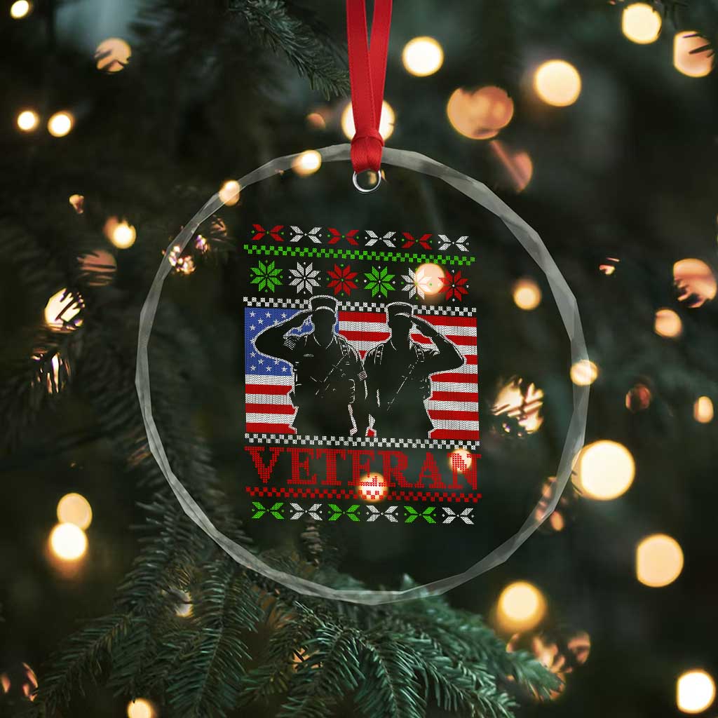 Xmas Veteran Crystal Glass Ornament Soldier America Flag Patriotic TS09 Print Your Wear