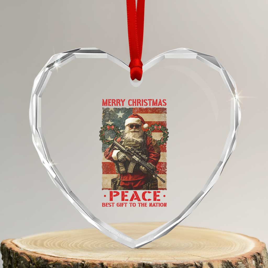 Xmas Veteran Heart Crystal Glass Ornament Peace Best Gift To The Nation Santa Army TS09 Transparent Glass 3'' Heart Print Your Wear