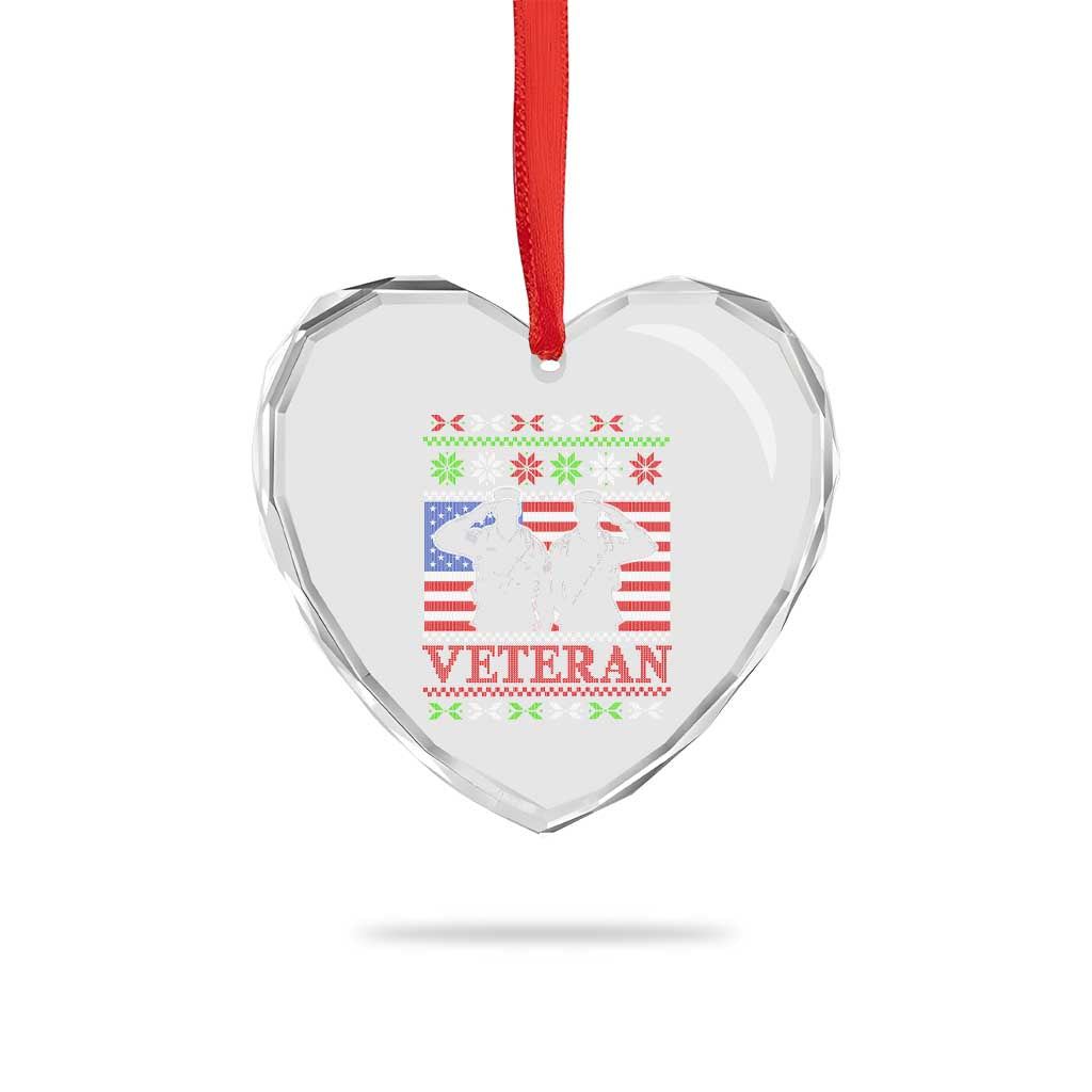 Xmas Veteran Heart Crystal Glass Ornament Soldier America Flag Patriotic TS09 Print Your Wear