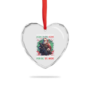 Xmas Veteran Heart Crystal Glass Ornament Up On The Rooftop Click Click Click Santa Patriotic TS09 Print Your Wear