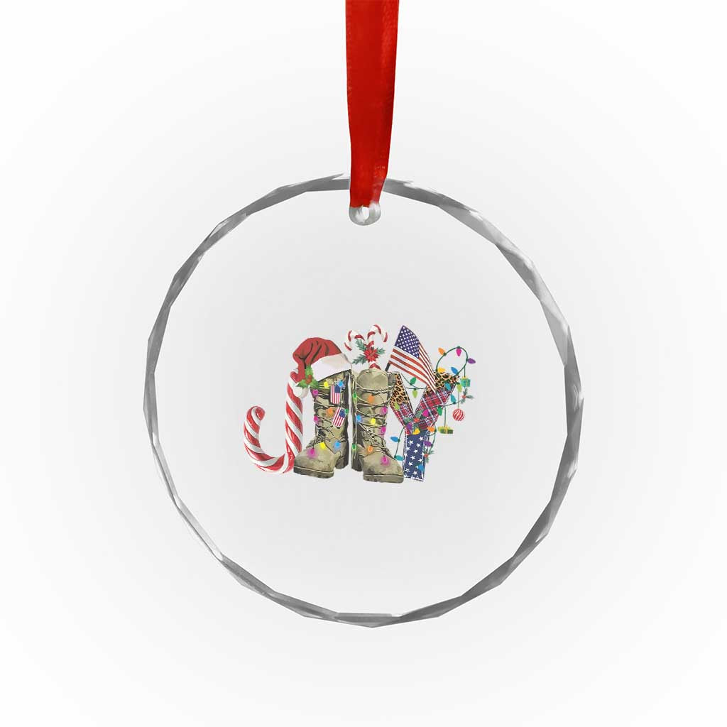 Xmas Veterans Crystal Glass Ornament Joy Candy Cane American Flag TS11 Print Your Wear