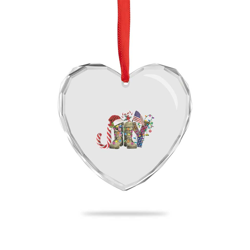 Xmas Veterans Heart Crystal Glass Ornament Joy Candy Cane American Flag TS11 Print Your Wear