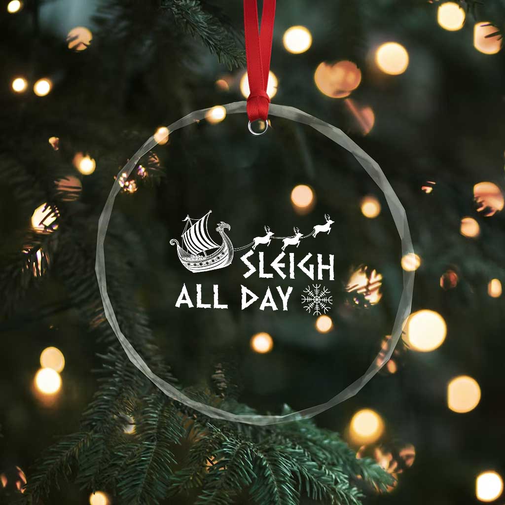 Xmas Viking Crystal Glass Ornament Sleigh All Day Reindeers Longships TS11 Print Your Wear