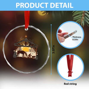 Xmas Western Crystal Glass Ornament True Story Jesus Cowboy Nativity Scene TS11 Print Your Wear
