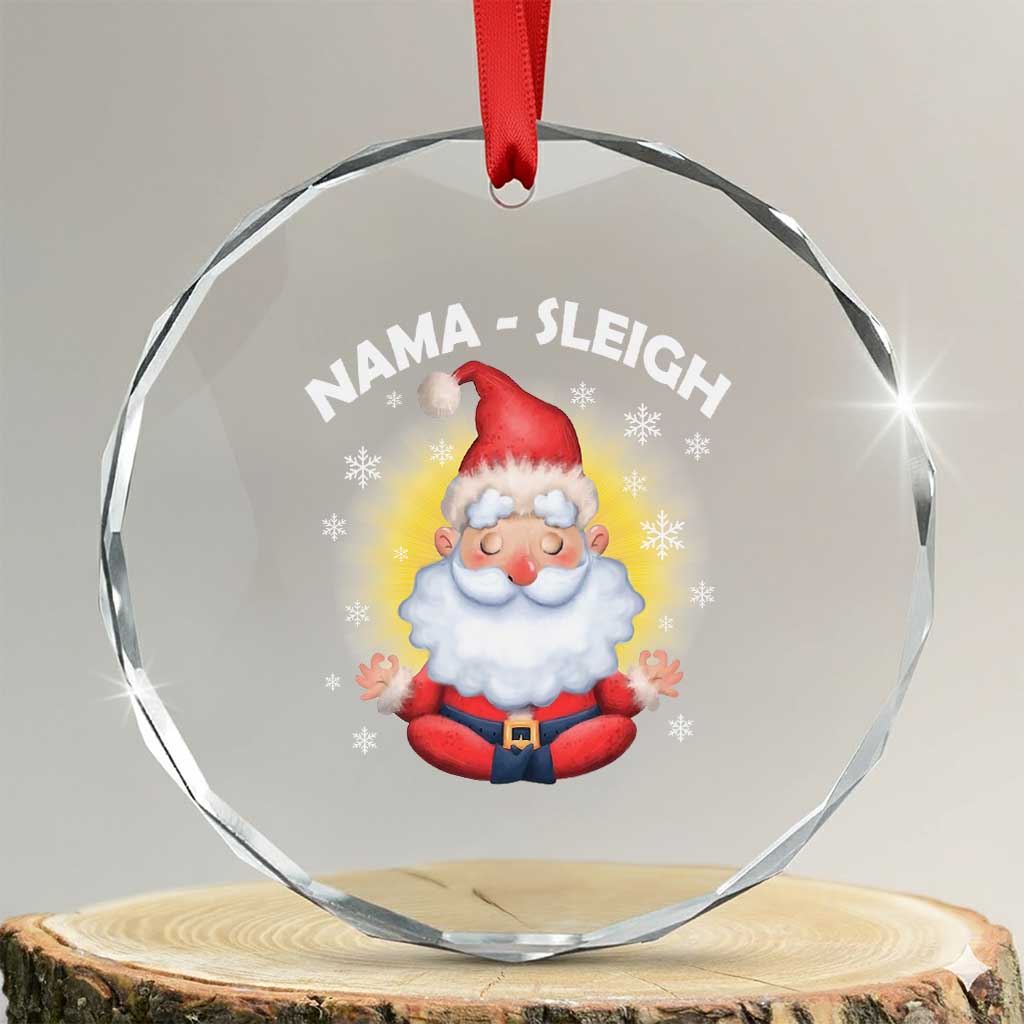 Xmas Yoga Crystal Glass Ornament Nama Sleigh Cute Santa TS09 Transparent Glass 3'' Circle Print Your Wear