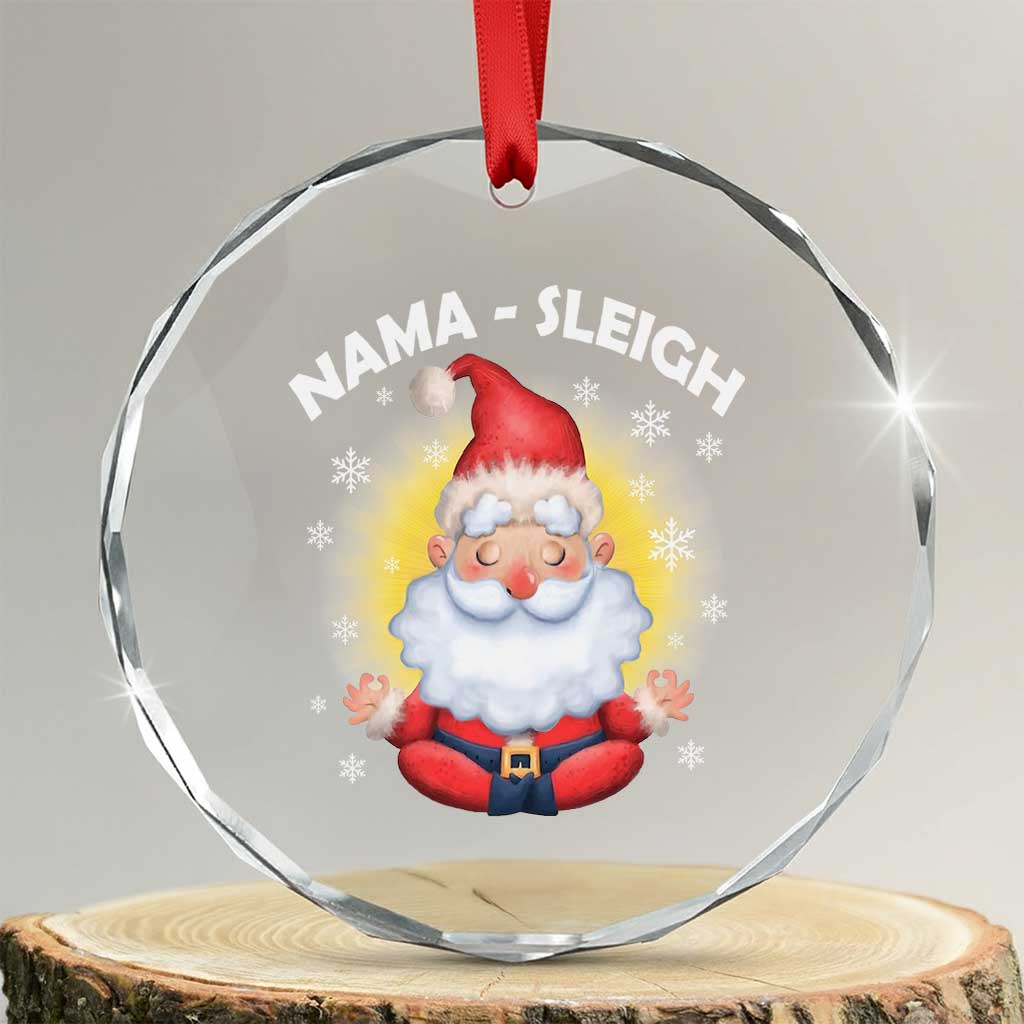 Xmas Yoga Crystal Glass Ornament Nama Sleigh Cute Santa TS09 Transparent Glass 3'' Circle Print Your Wear