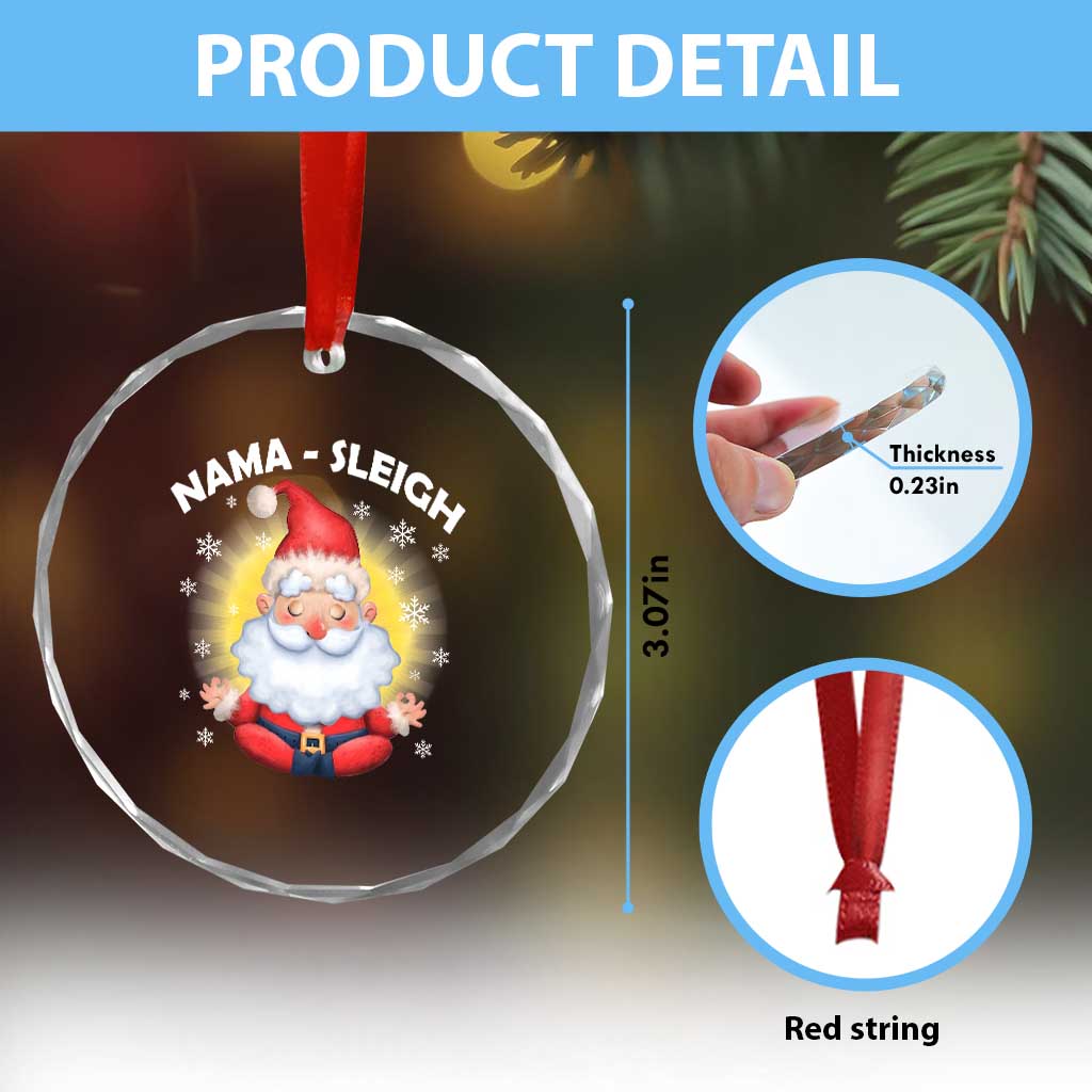 Xmas Yoga Crystal Glass Ornament Nama Sleigh Cute Santa TS09 Print Your Wear