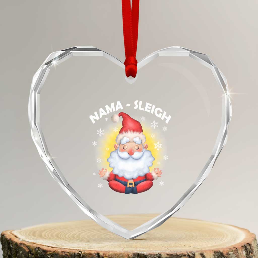 Xmas Yoga Heart Crystal Glass Ornament Nama Sleigh Cute Santa TS09 Transparent Glass 3'' Heart Print Your Wear