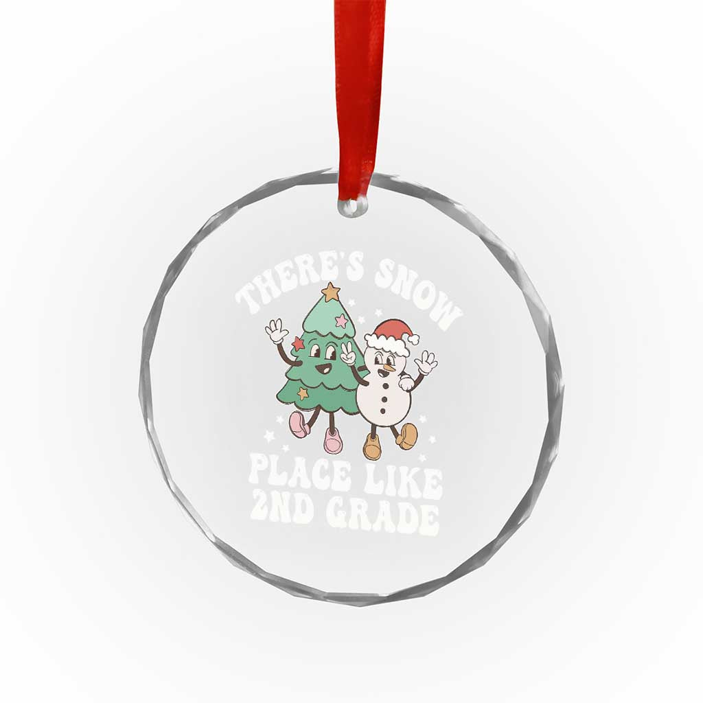 XmasTeacher Crystal Glass Ornament Theres Snow Place Like 2nd Grade Merry Xmas Retro Groovy TS02 Print Your Wear