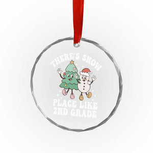 XmasTeacher Crystal Glass Ornament Theres Snow Place Like 2nd Grade Merry Xmas Retro Groovy TS02 Print Your Wear