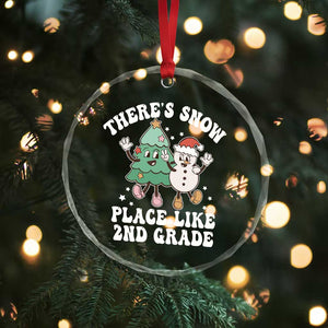 XmasTeacher Crystal Glass Ornament Theres Snow Place Like 2nd Grade Merry Xmas Retro Groovy TS02 Print Your Wear