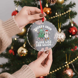 XmasTeacher Crystal Glass Ornament Theres Snow Place Like 2nd Grade Merry Xmas Retro Groovy TS02 Print Your Wear