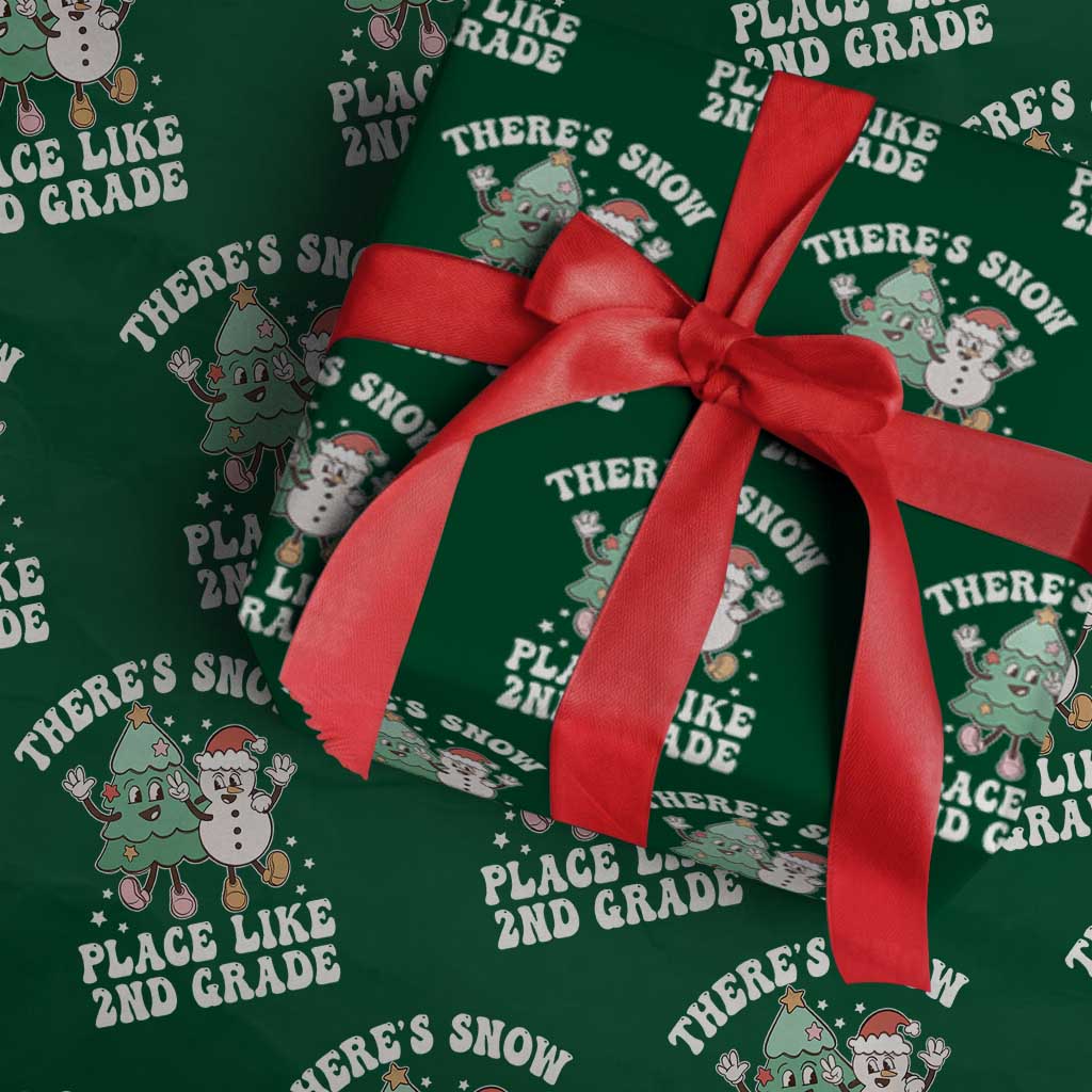 XmasTeacher Wrapping Paper Roll There’s Snow Place Like 2nd Grade Merry Xmas Retro Groovy TS02 Green Print Your Wear