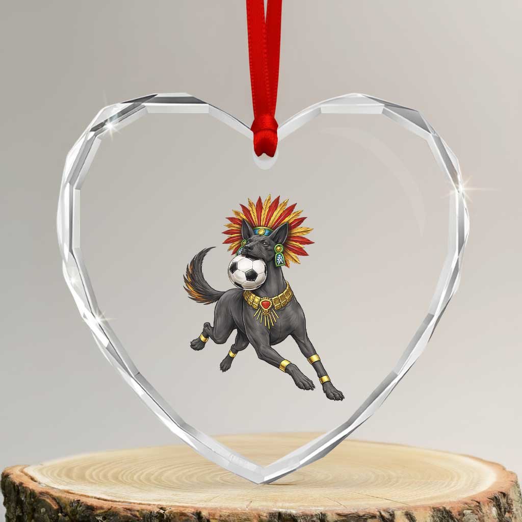 Xolo Dog Soccer Aztec Mexican Fan Gift Heart Crystal Glass Ornament TS12 Transparent Glass 3'' Heart Print Your Wear